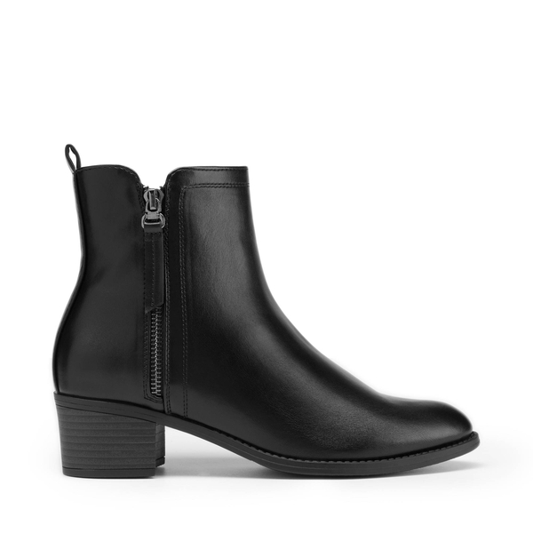 Pointed Toe Size Zip Ankle Boots - BLACK PU - 2